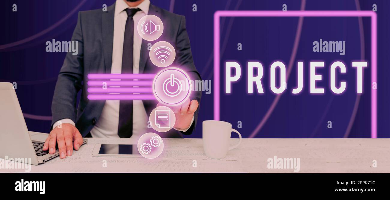 Progetto di testo per la scrittura a mano. Business showcase collaborative Enterprise pianificare attentamente la progettazione per raggiungere il successo Foto Stock