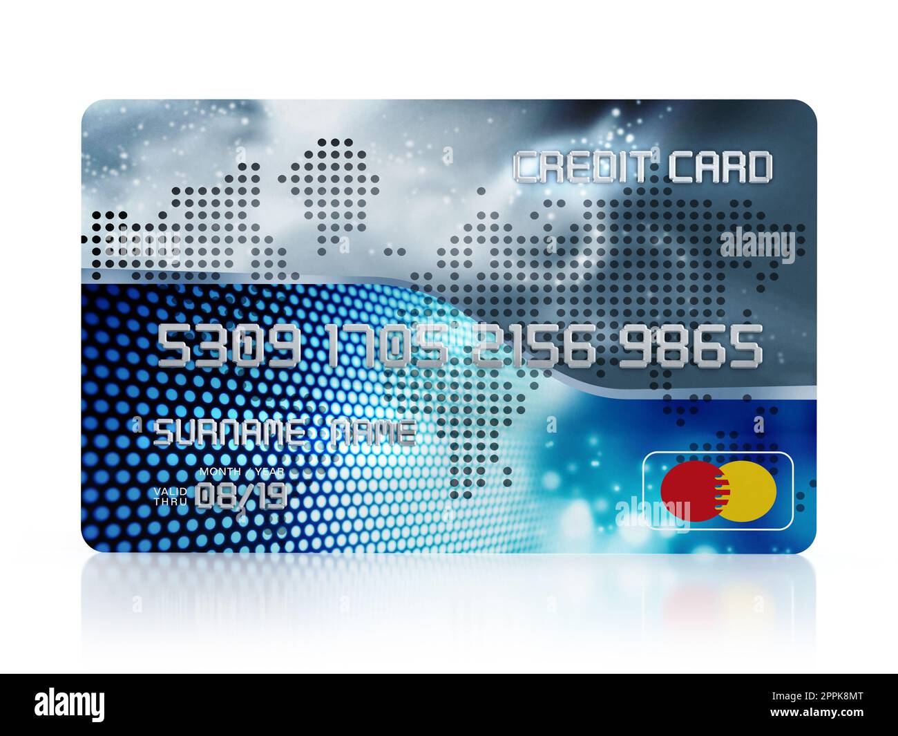 Carta di credito generica isolata su sfondo bianco. Illustrazione 3D Foto Stock