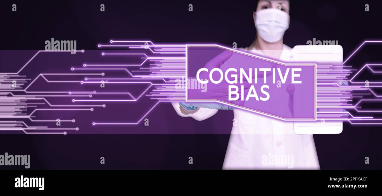 Scrittura che mostra il bias cognitivo del testo. Parola per il trattamento psicologico per i disturbi mentali Foto Stock