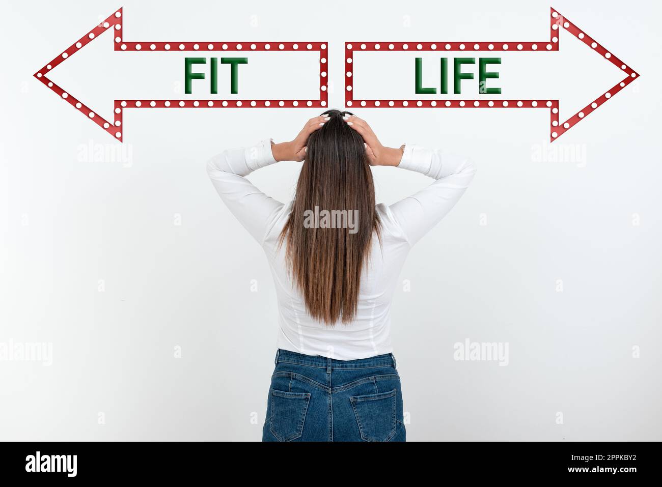 Didascalia di testo che presenta Fit Life. Approccio aziendale mantenere un peso sano con la dieta e l'esercizio di una vita sana Foto Stock