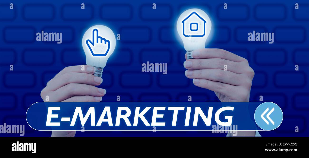 Ispirazione che mostra il segno e Marketing. Business concept business che vende prodotti o servizi elettronicamente Foto Stock