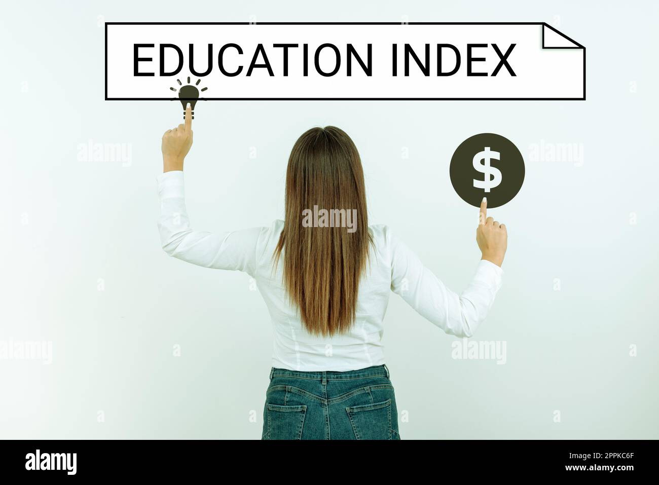 Segno che mostra l'indice di istruzione. Foto concettuale che mira a soddisfare le esigenze di apprendimento di tutti i bambini adulti giovani Foto Stock