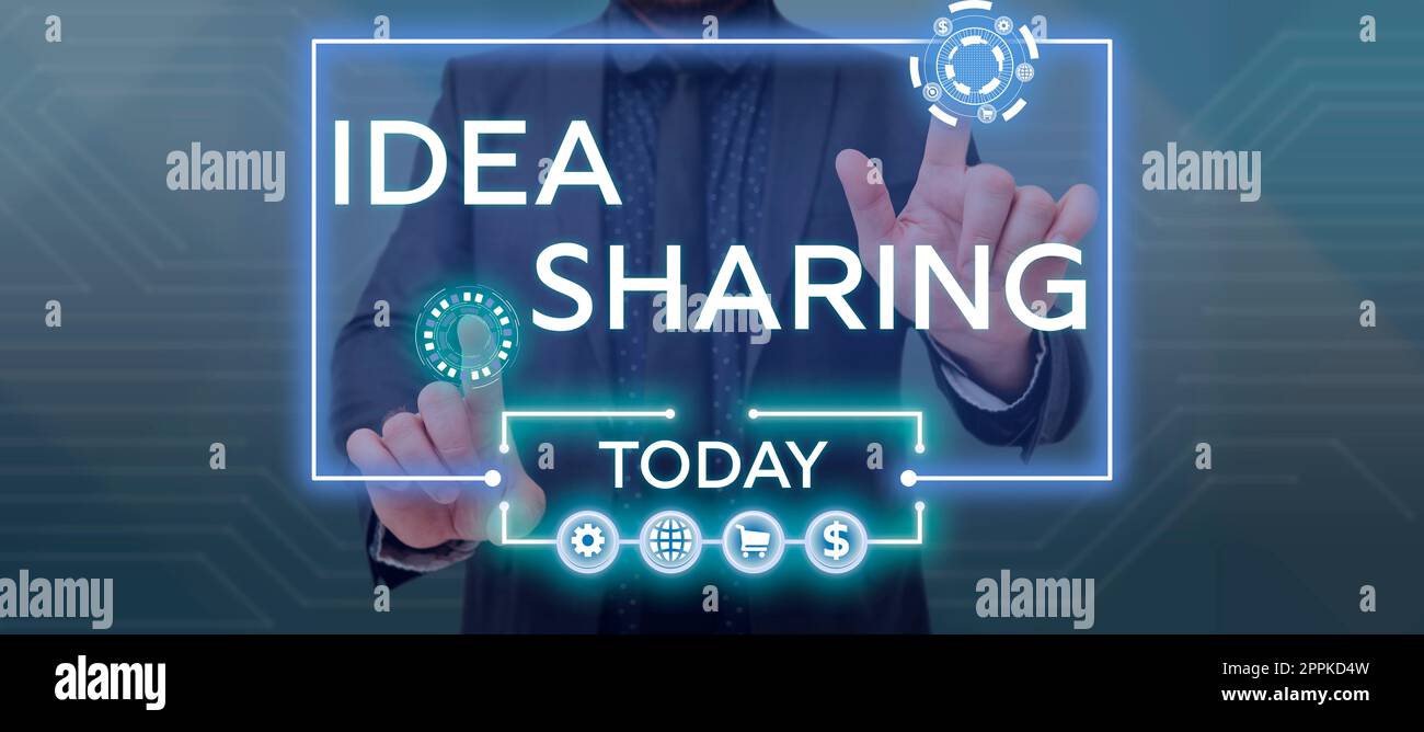 Scrittura a mano idea testo Condivisione. Parola scritta su Startup lancio innovazione prodotto, pensiero creativo Foto Stock