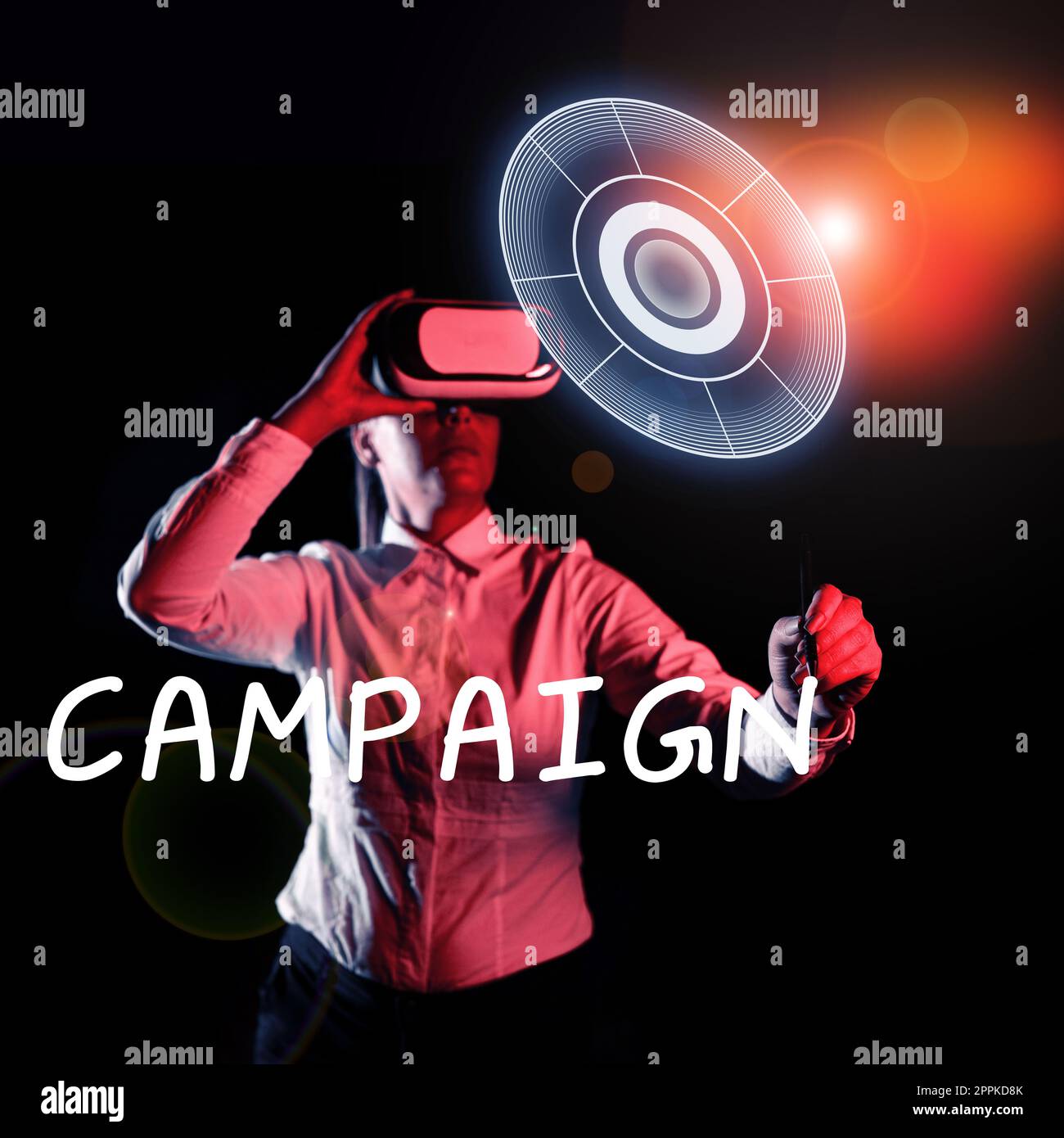 Cartello di testo che mostra la campagna. Business Concept ha organizzato una linea d'azione per promuovere e vendere il servizio ai prodotti Foto Stock