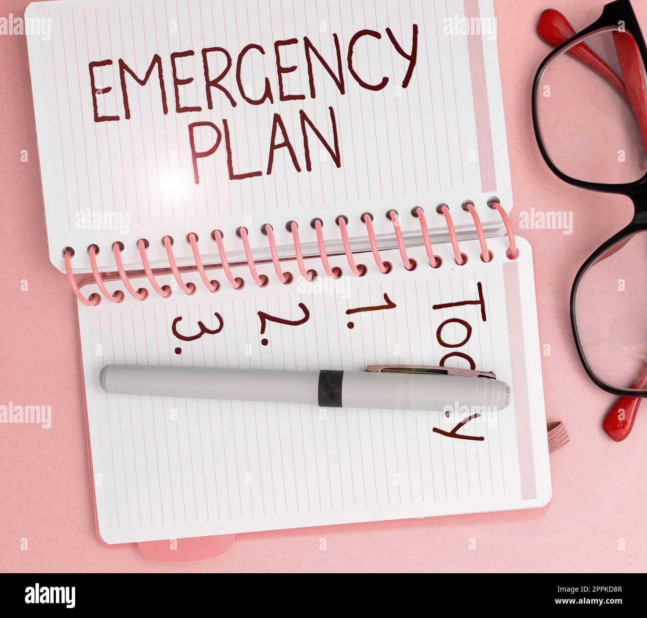 Cartello di testo che mostra il piano di emergenza. Parola per le procedure per la risposta alle emergenze importanti sia preparato Foto Stock