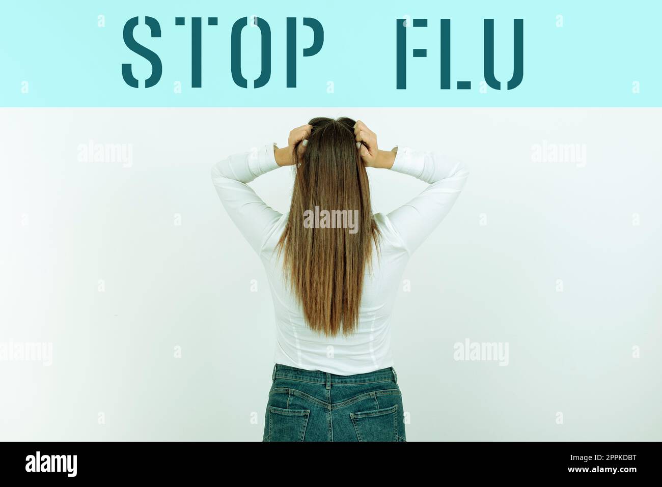 Scrittura visualizzazione testo Stop Flu. Business idea trattare la malattia contagiosa respiratoria causata dal virus dell'influenza Foto Stock