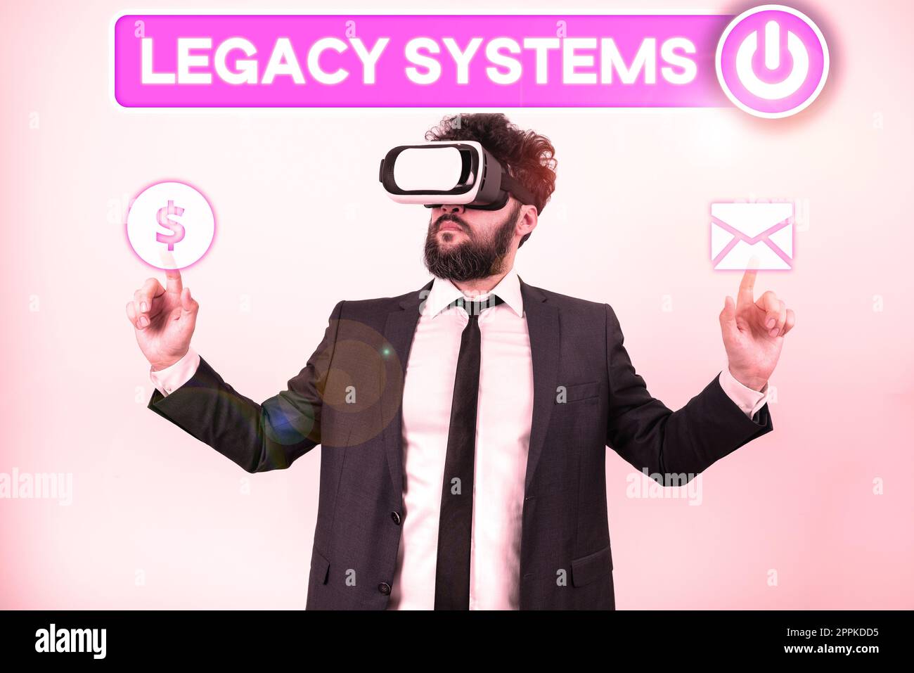 Scrittura a mano Legacy Systems. Sistema informatico o programma applicativo per la tecnologia del vecchio metodo di Business Concept Foto Stock