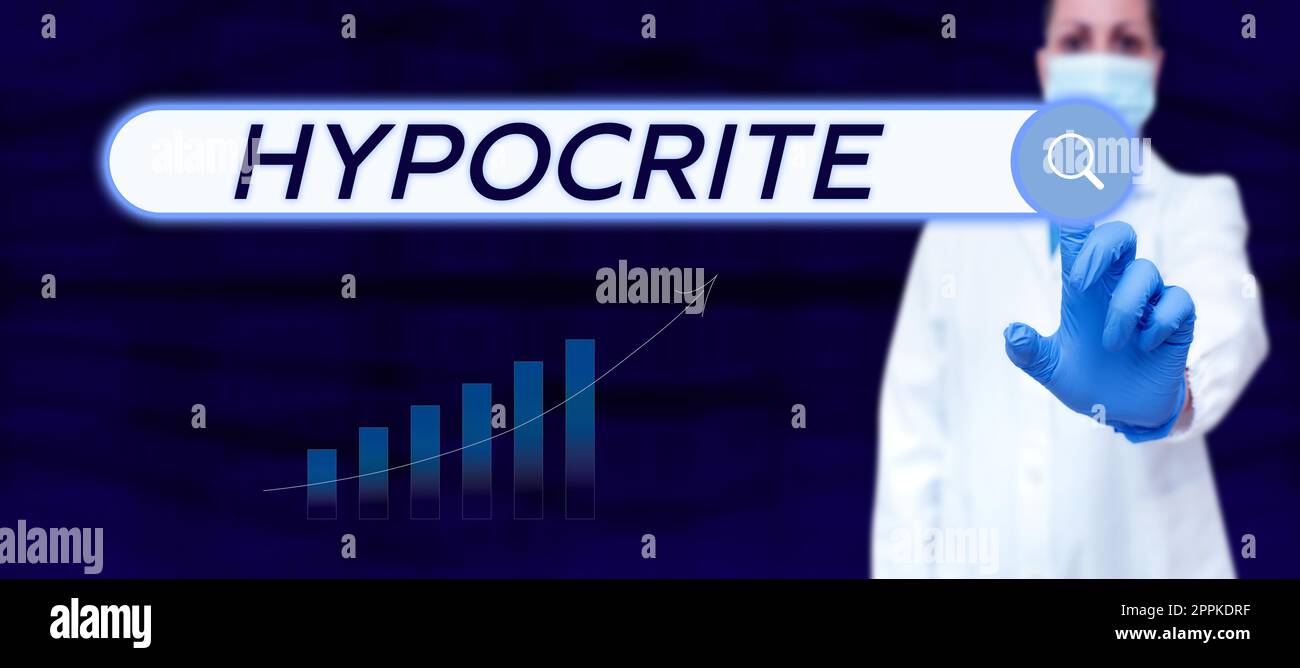 Segno che mostra ipocrite. Business idea condizione medica in cui la pressione sanguigna è estremamente alta Foto Stock