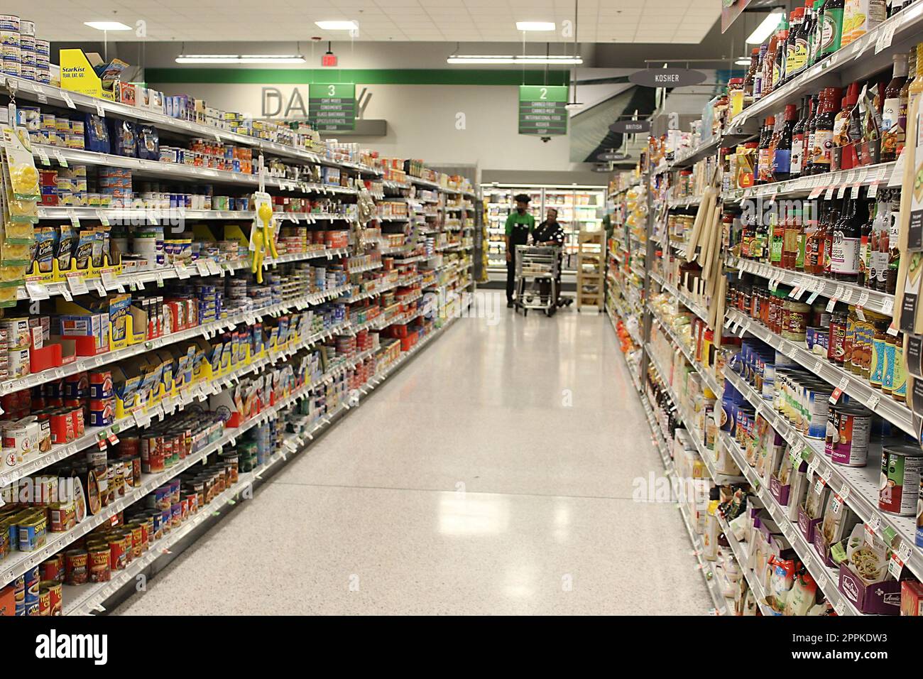 La corsia di alimentari in un negozio Publix a Miami, Florida, USA Foto Stock