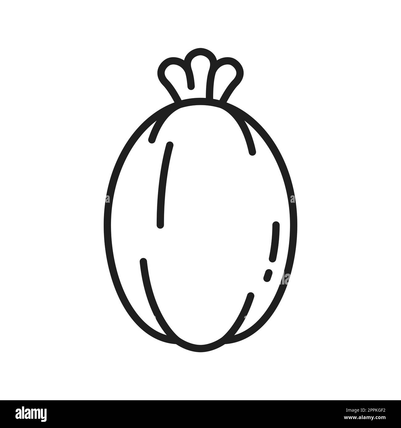 Feijoa frutta cruda isolato linea icona. Esotico feijoa brasiliano frutta tropicale, segno contorno di frutta matura intera, esotico cibo tropicale snack Illustrazione Vettoriale