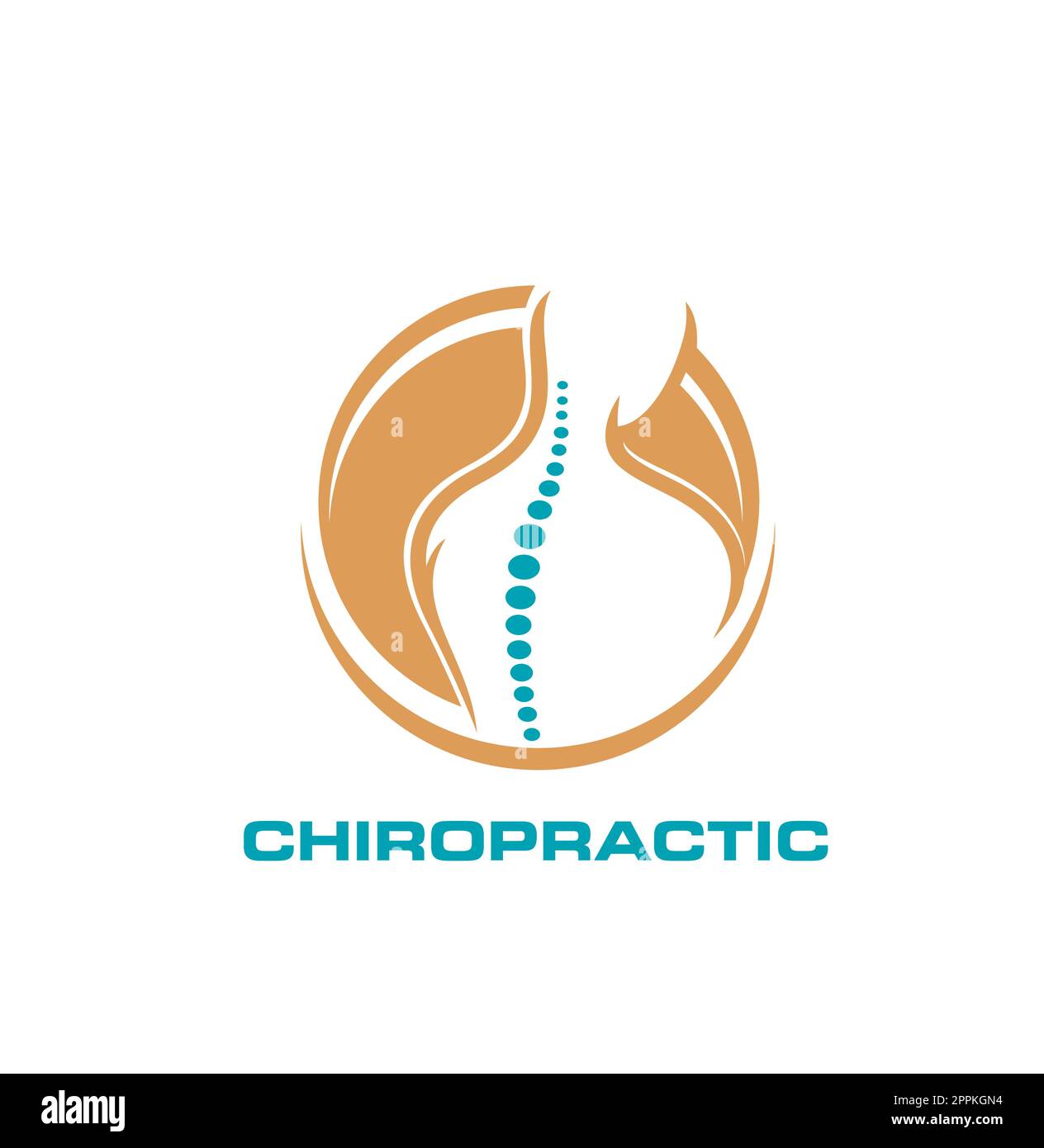 Chiropratica icona, fisioterapia, colonna vertebrale, mal di schiena, salute del corpo e terapia di massaggio. Silhouette vettoriale di figura umana con ossa astratte di seno e. Illustrazione Vettoriale