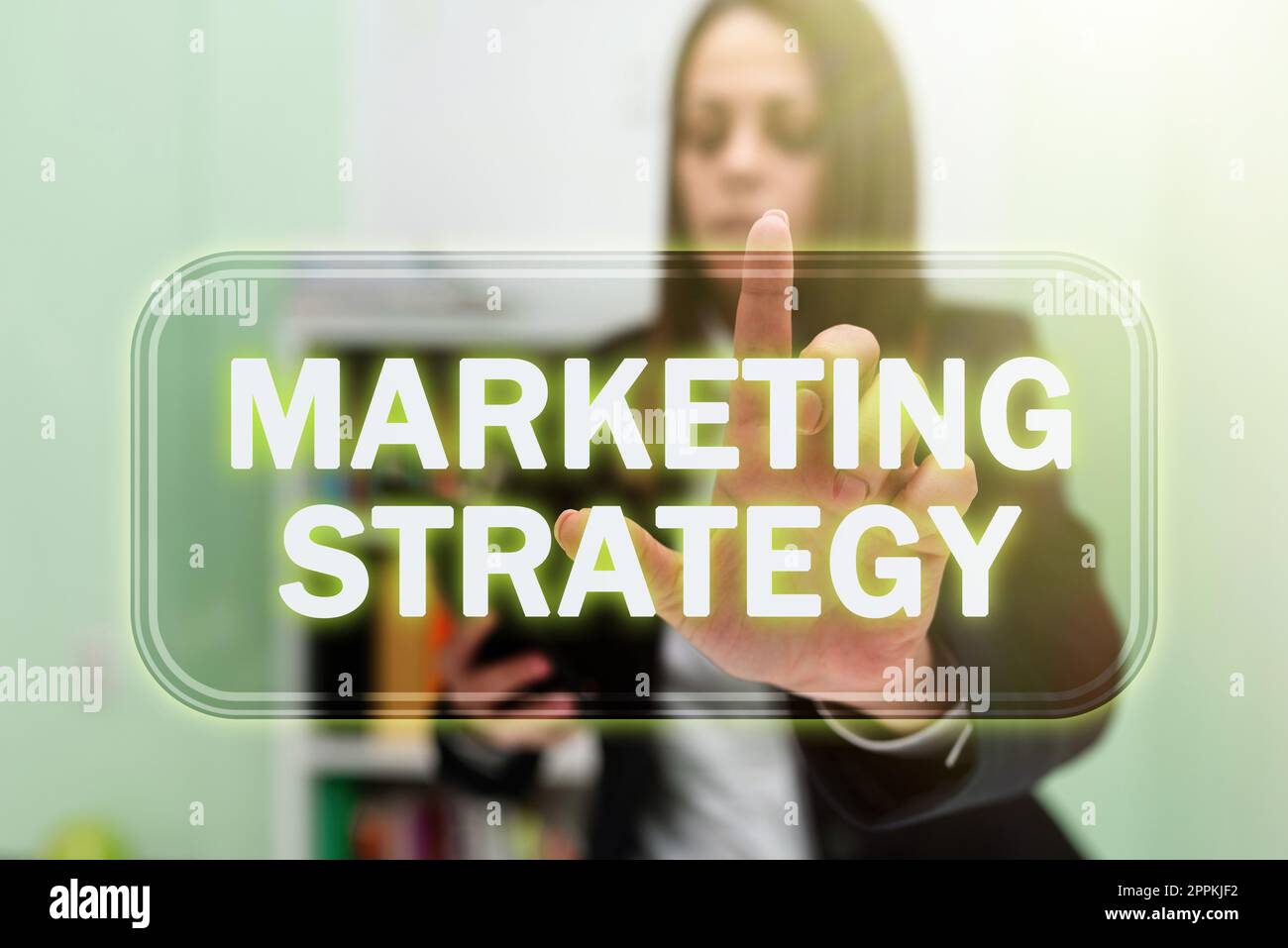 Strategia di marketing concettuale per la visualizzazione. Parola scritta sul piano d'azione progettato per promuovere e vendere il prodotto Foto Stock