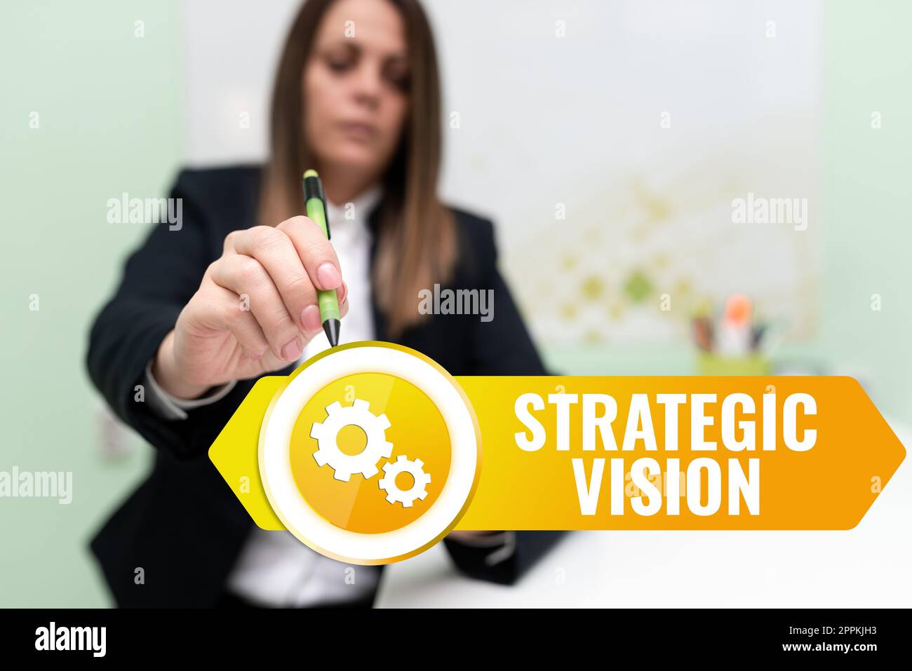 Didascalia concettuale visione strategica. L'approccio aziendale chiarisce la direzione in cui l'organizzazione deve muoversi Foto Stock