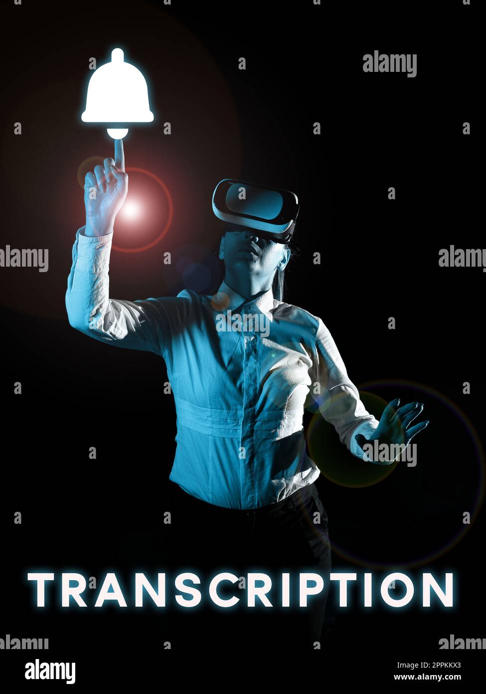 Trascrizione concettuale dei sottotitoli. Parola scritta su versione scritta o stampata di qualcosa Copia cartacea dell'audio Foto Stock