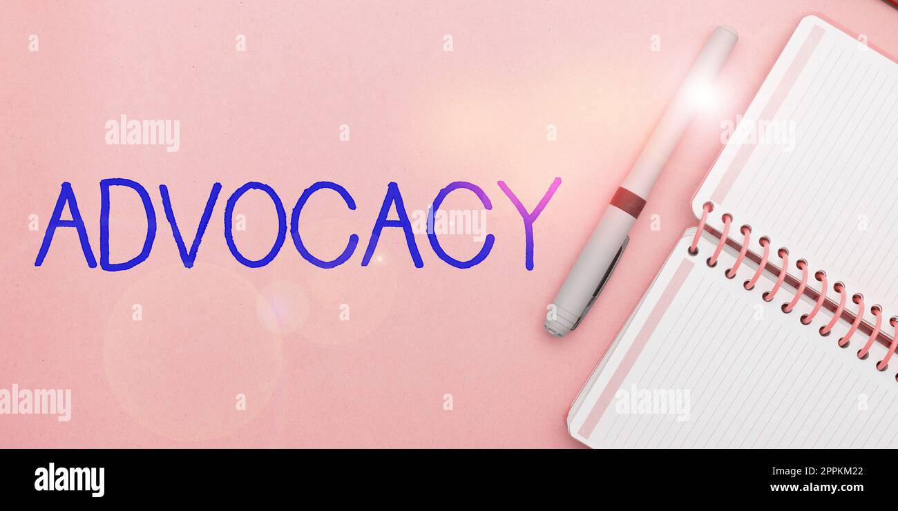 Didascalia di testo che presenta Advocacy. Approccio aziendale professione di avvocato legale lavoro Avvocato raccomandazione pubblica Foto Stock