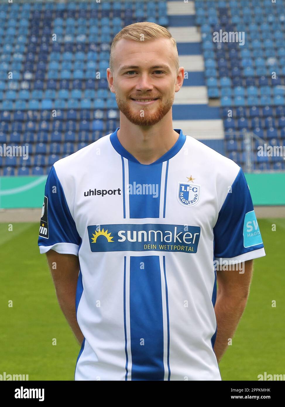 deutscher FuÃŸballer Korbinian Burger 1.FC Magdeburg DFB 3.Liga Saison 2020-21 Foto Stock