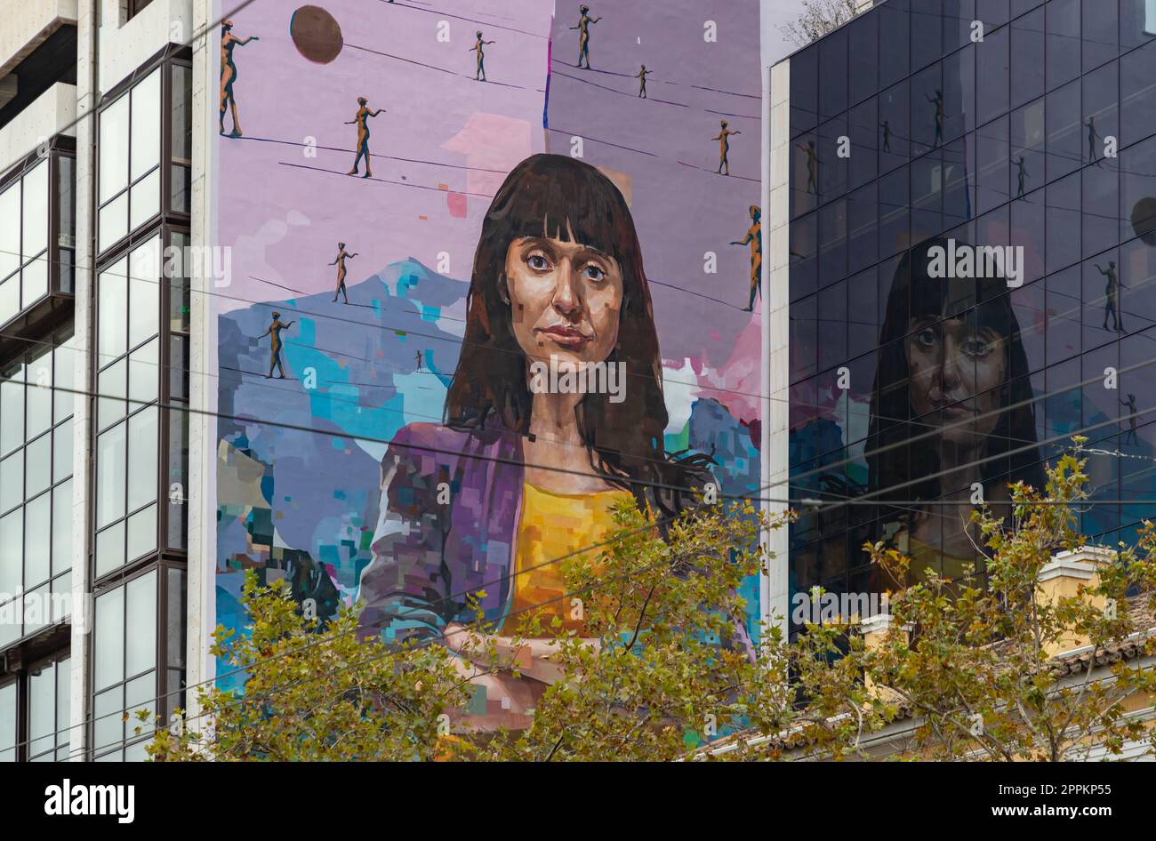 Murale di uguaglianza di genere ad Atene Foto Stock