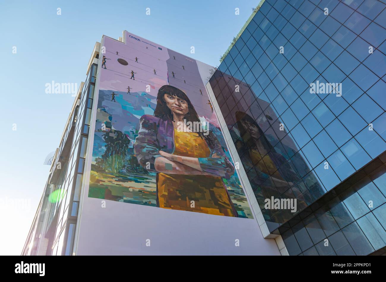 Murale di uguaglianza di genere ad Atene Foto Stock