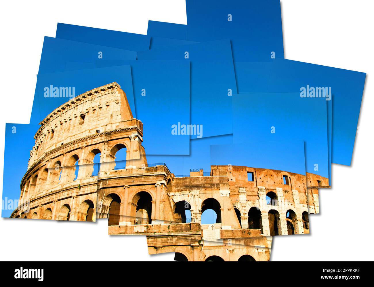 Italia, Roma - Colosseo Romano con cielo blu, il più famoso monumento italiano. Foto Stock
