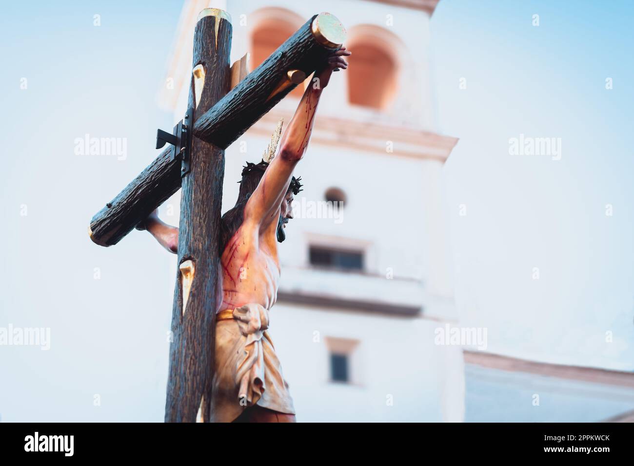 La Sacramentale Confraternita del Santo Cristo dell'angoscia durante la settimana Santa a Badajoz Foto Stock