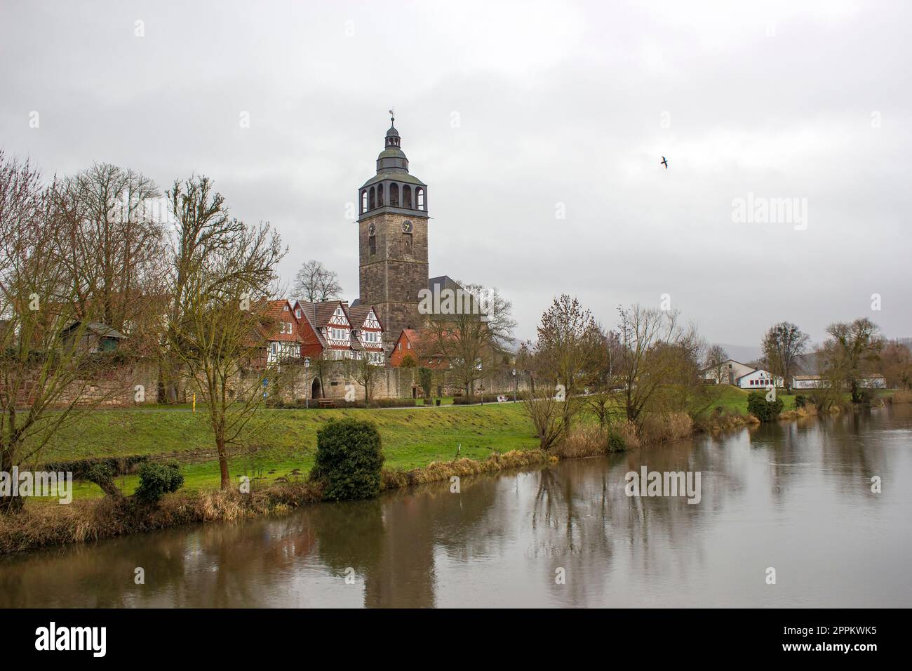 La città di Bad Sooden-Allendorf nella valle di Werra in Germania, Hessen Foto Stock