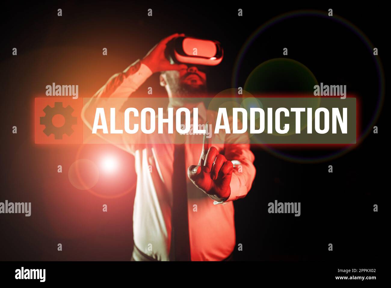 Scrittura che visualizza il testo Addiction dell'alcool. Concetto che significa caratterizzato da un consumo frequente ed eccessivo di bevande alcoliche Foto Stock