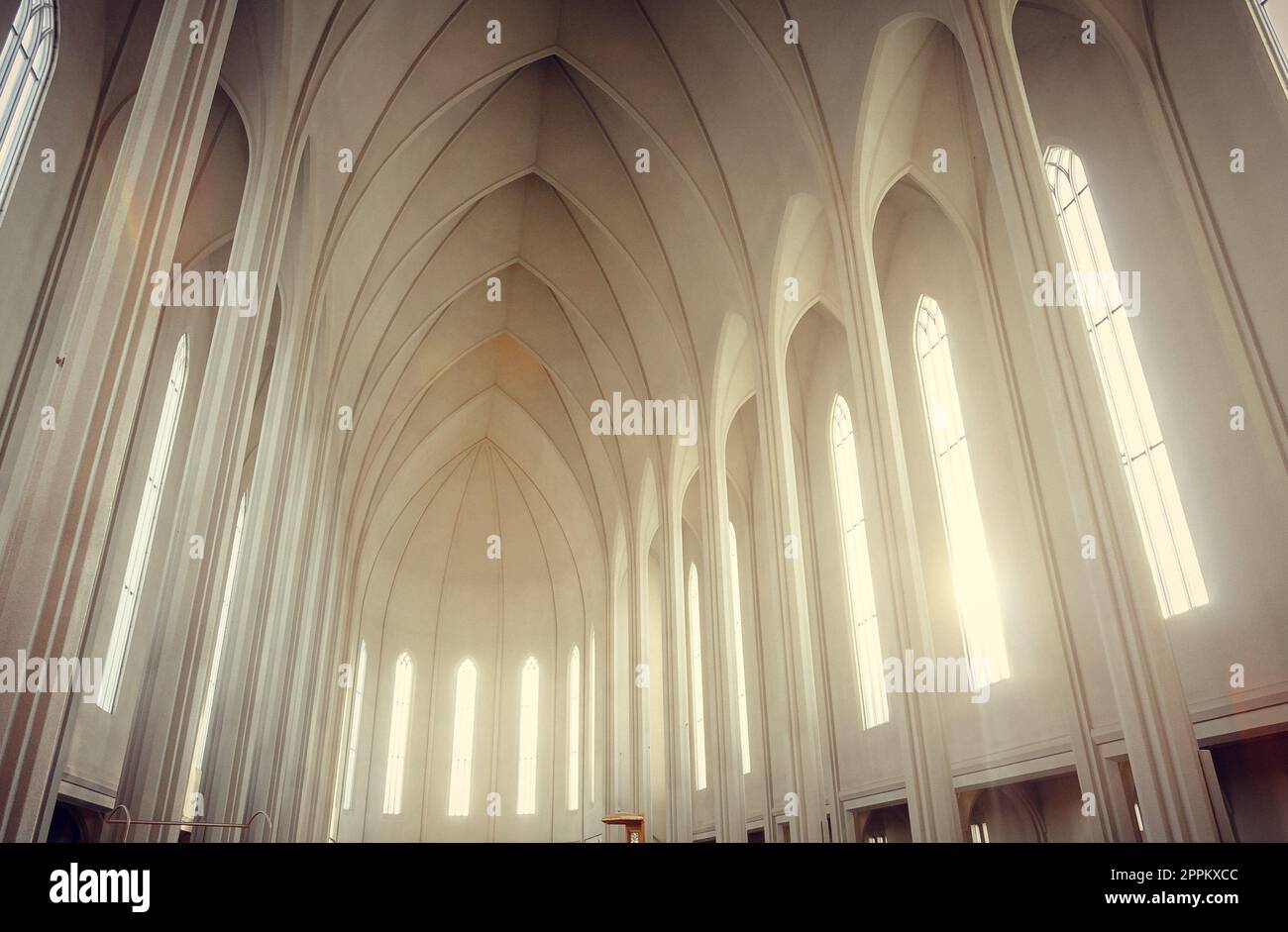Famoso edificio della chiesa di Hallgrimskirkja foto interna Foto Stock