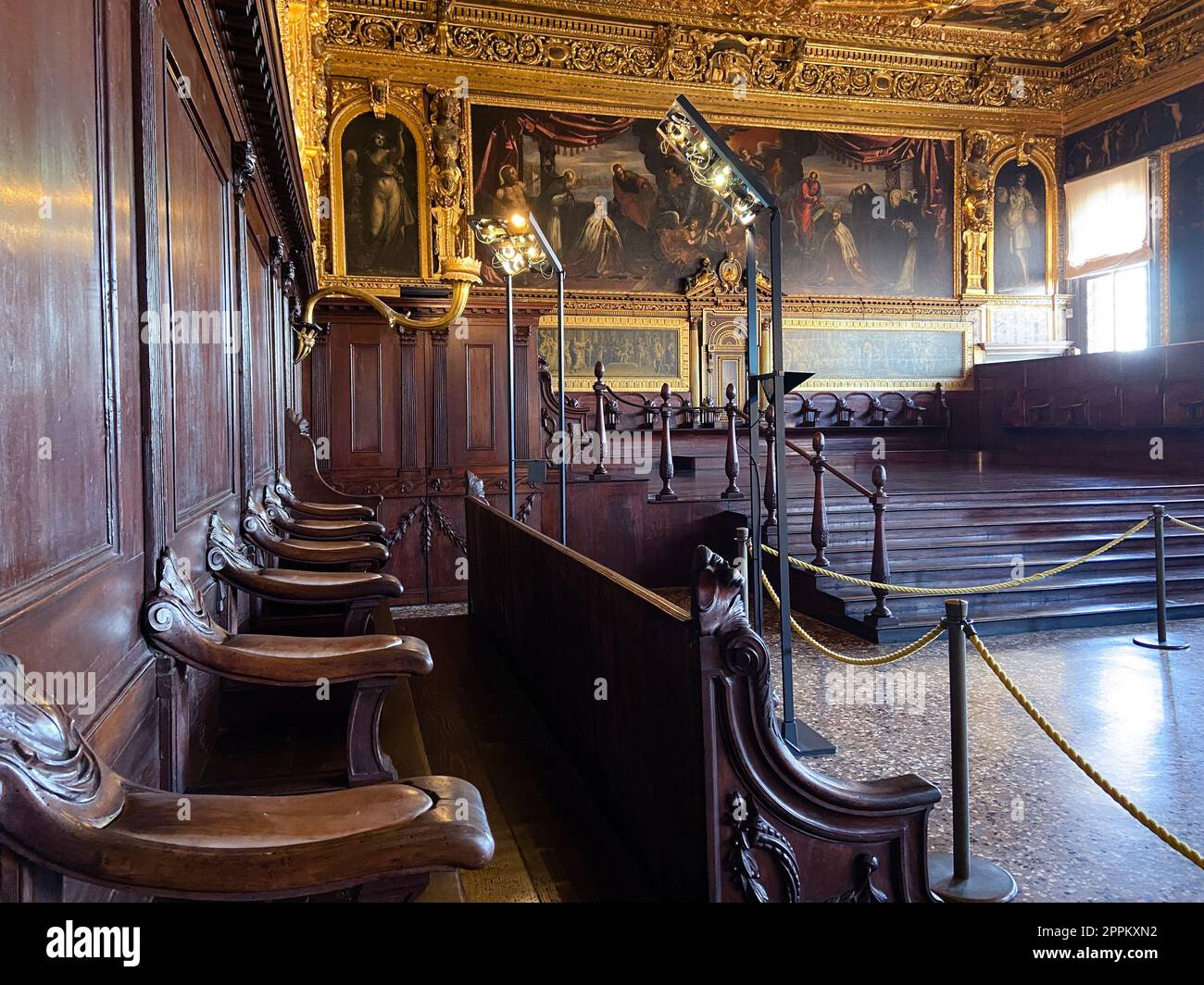 Interno della camera nel Palazzo Ducale di Venezia Foto Stock