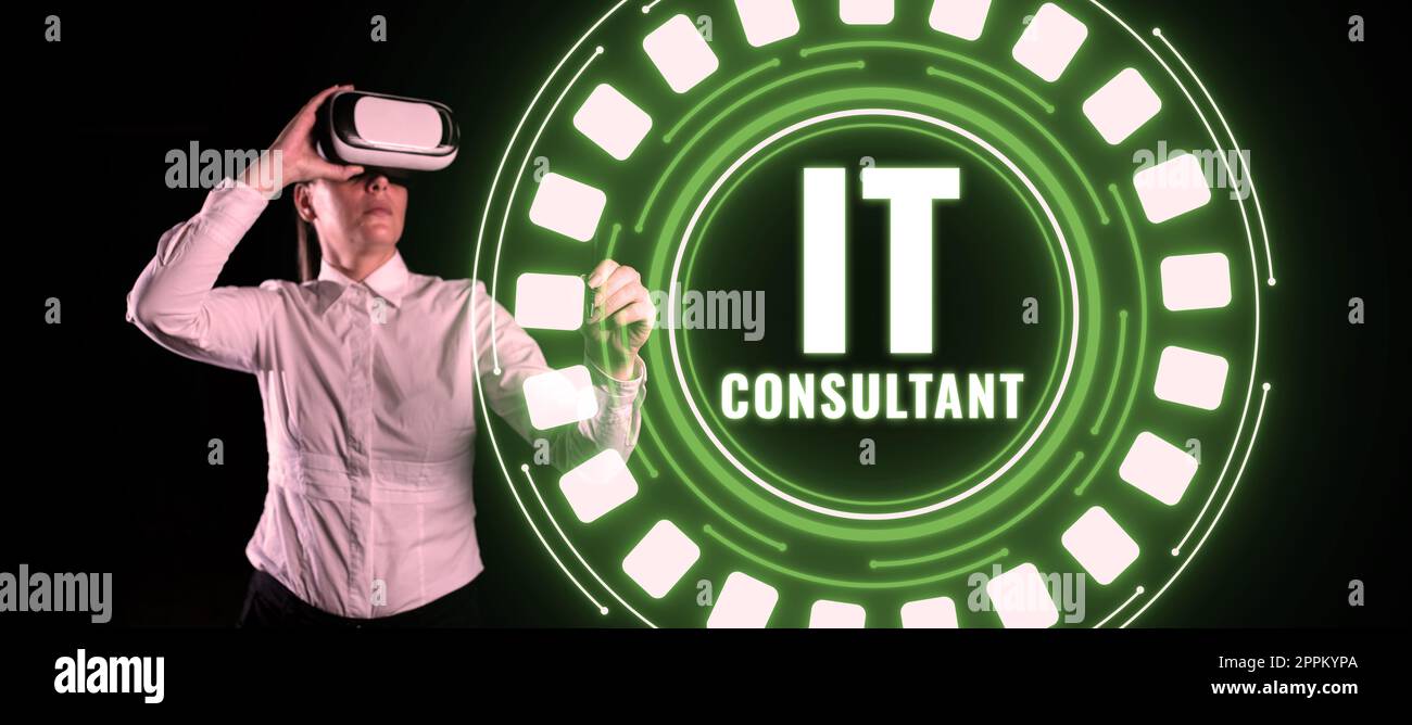 Consulente IT per l'esposizione concettuale. La foto concettuale si concentra sulla consulenza alle organizzazioni su come gestire i propri servizi IT Foto Stock