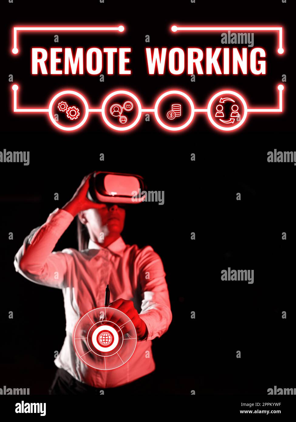 Cartello di testo che mostra lavoro remoto. Approccio aziendale situazione in cui un dipendente lavora principalmente da casa Foto Stock