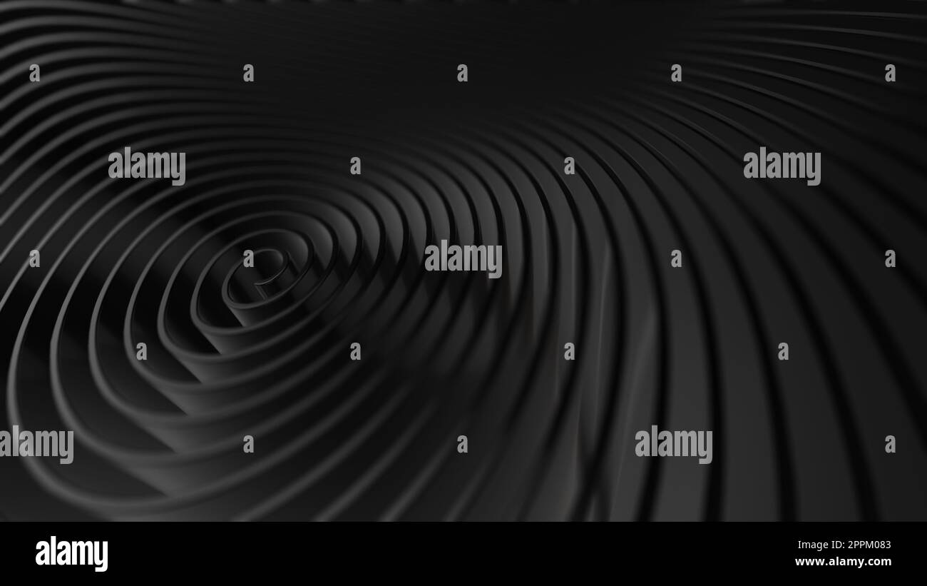 Spirale astratta e linee nere torcenti Foto Stock