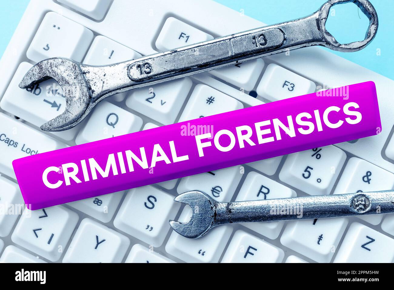 Scrittura a mano segno penale Forensics. Business showcase azioni legali attività illecite punibili per legge Foto Stock