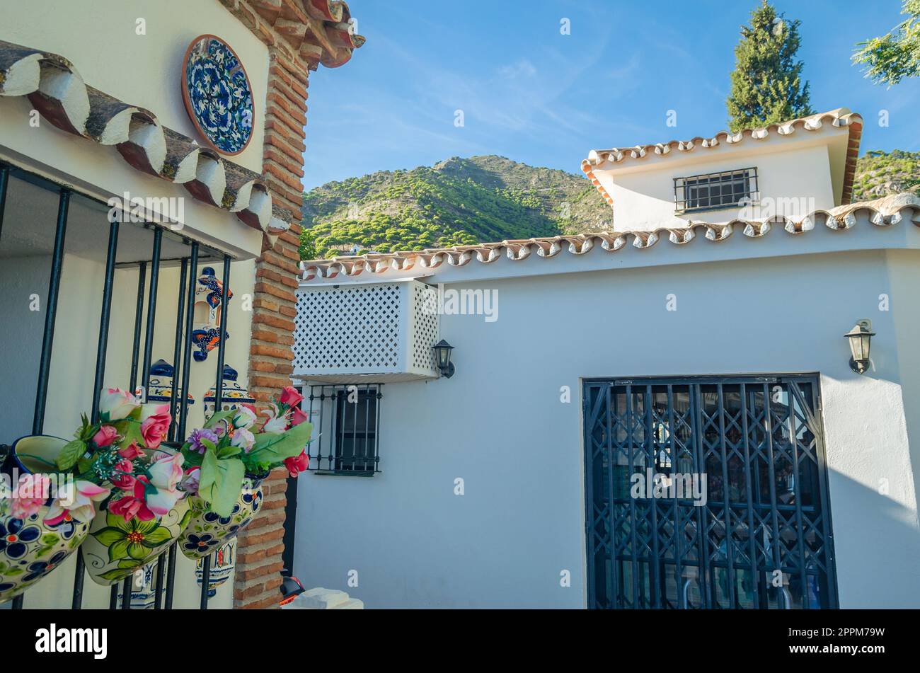 Architettura tipica nella città di Mijas, Spagna Foto Stock