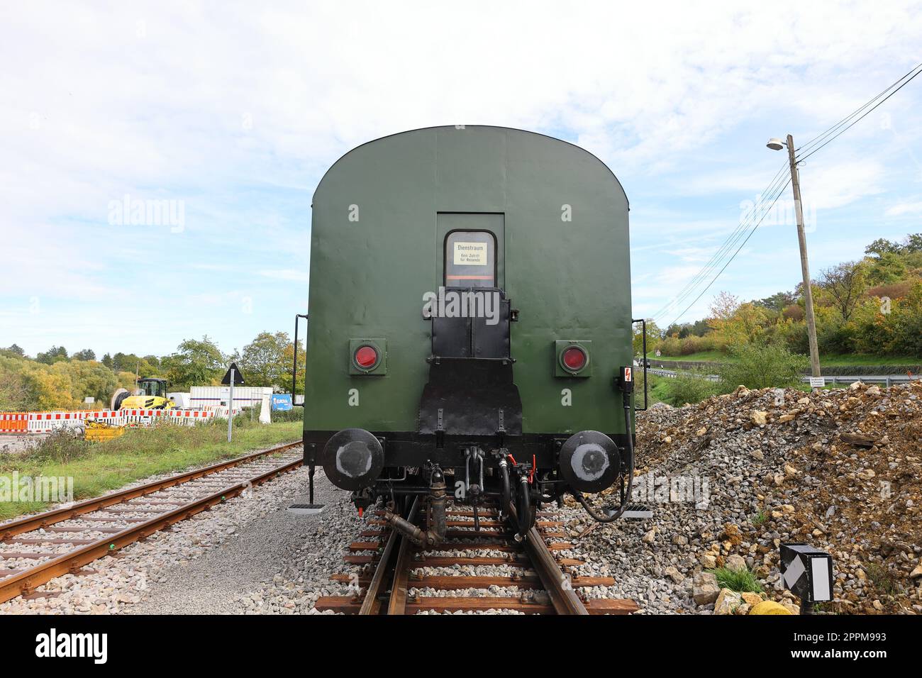 Testa fine di un vecchio vagone ferroviario Foto Stock