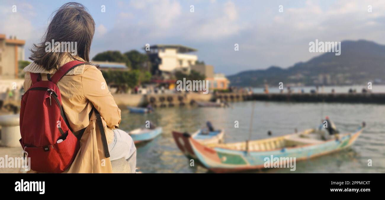 Splendido tramonto sul fiume Danshui, Bali, Taiwan Foto Stock