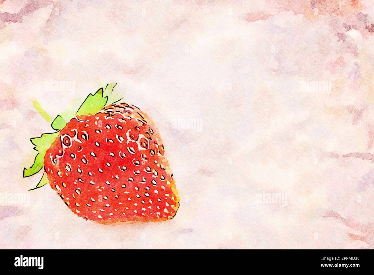 Illustrazione creativa con design vintage ad acquerello - fragola isolata su sfondo bianco. Foto Stock