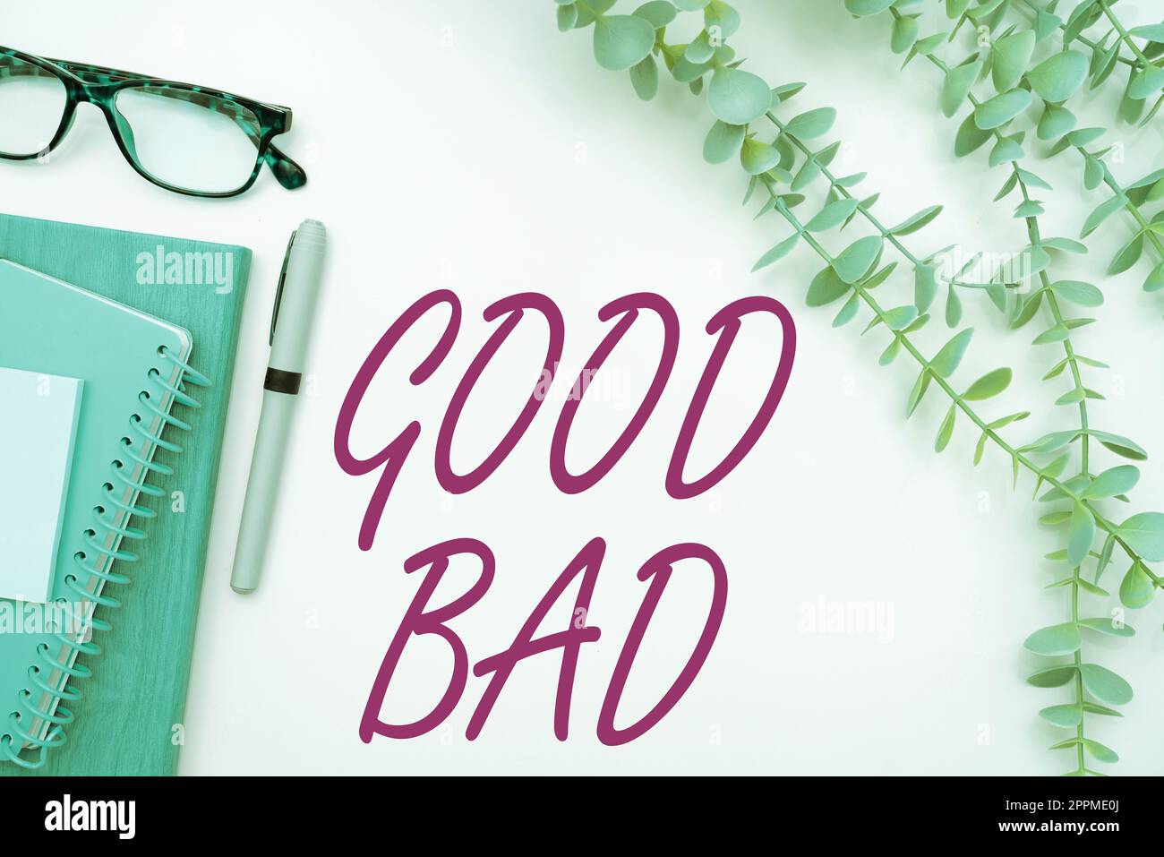 Visualizzazione concettuale buono cattivo. La foto concettuale per sembrare avere un buon o difettoso risultato le scelte di vita Foto Stock