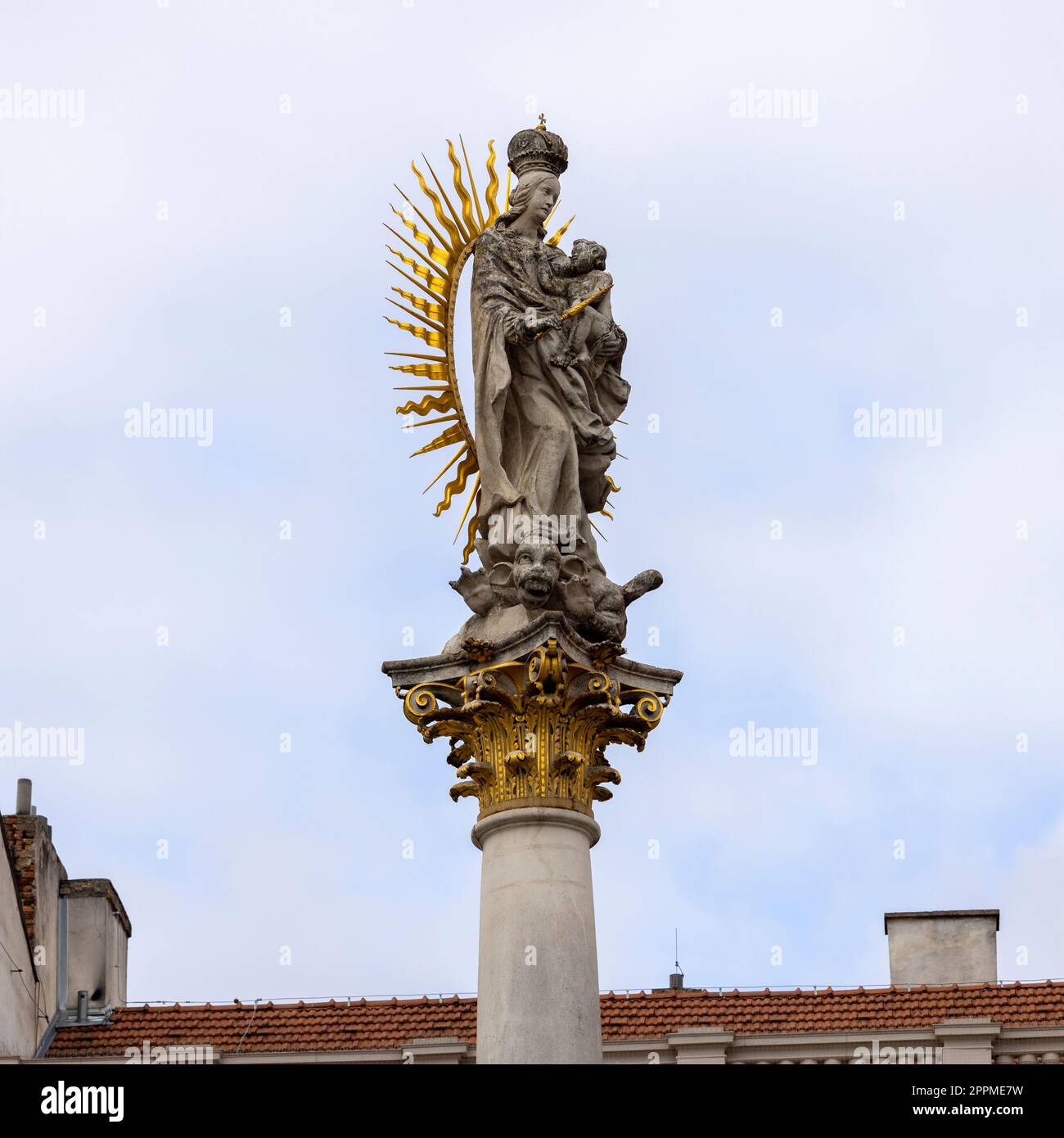 Colonna della peste (Morovy sloup) situata in Piazza della libertà, Brno, Repubblica Ceca Foto Stock