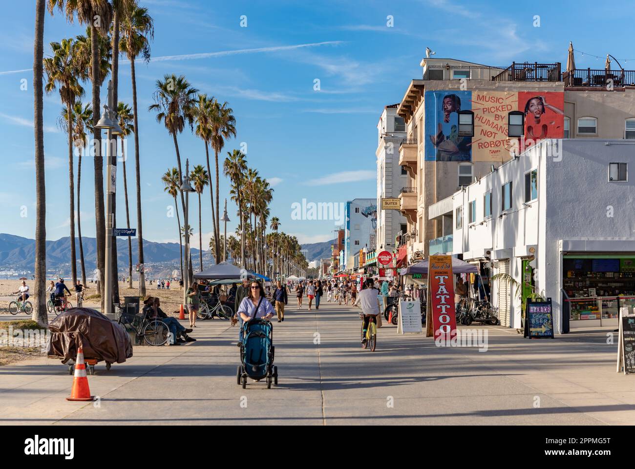 La spiaggia di Venice Boardwalk Foto Stock