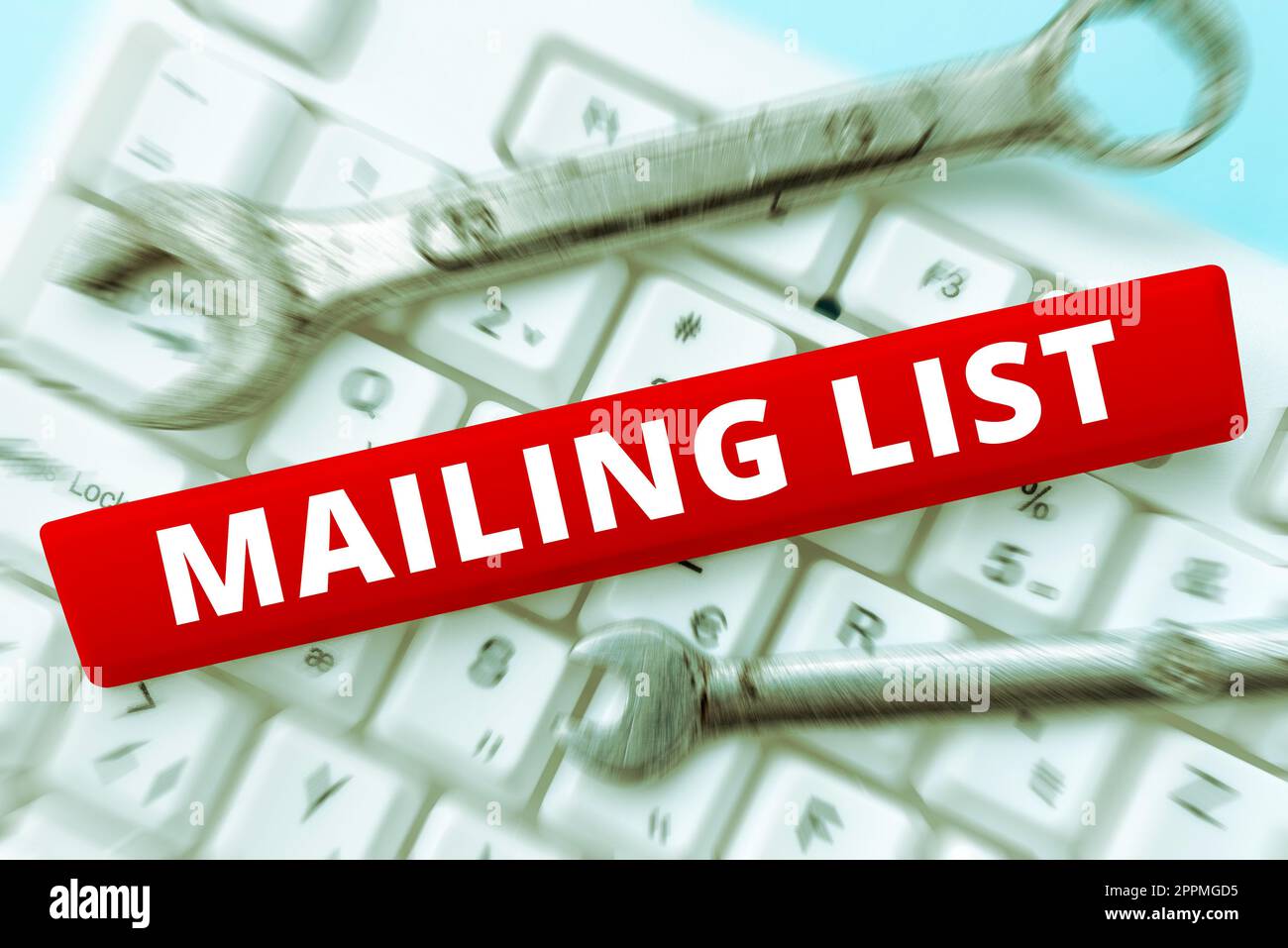 Testo che mostra la Mailing List di Inspiration. Lista generale di affari delle persone che si abbonano ad una distribuzione spedente periodica Foto Stock