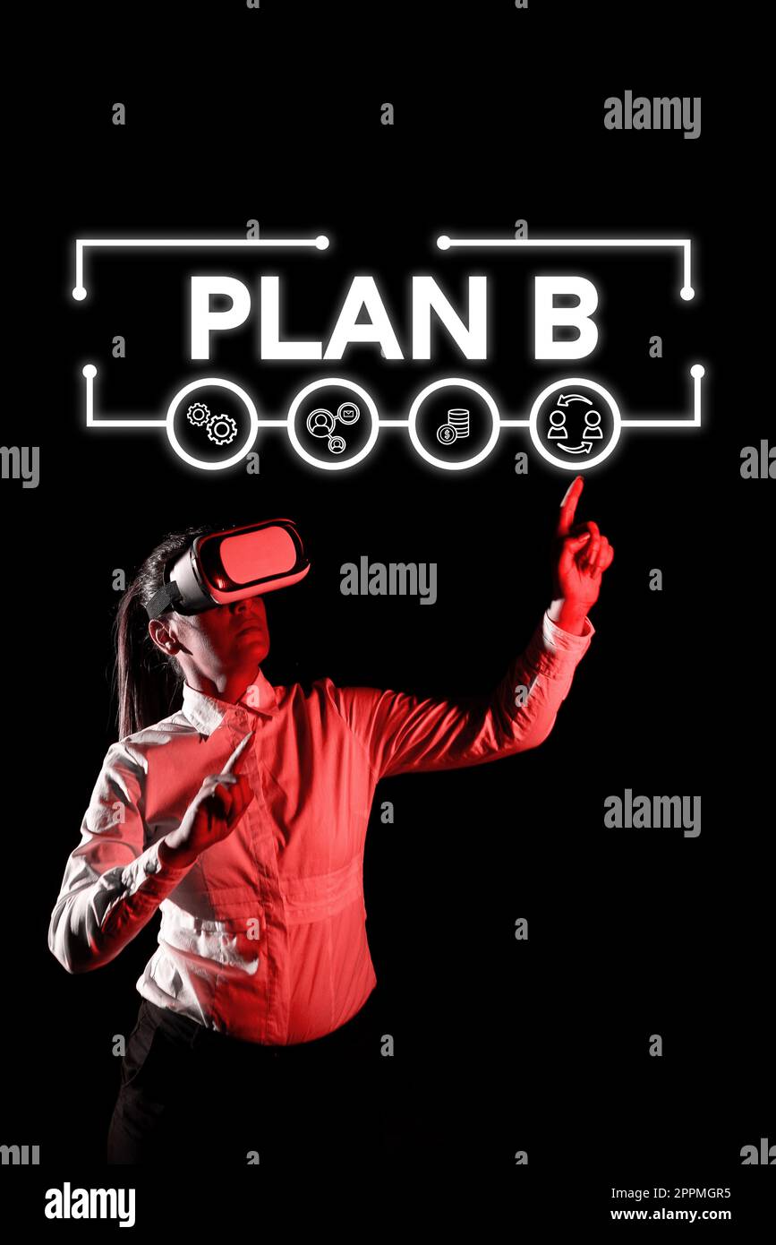 Firma di testo che mostra il piano B. Internet Concept ones piano di backup o strategia proposta dettagliata per fare qualcosa Foto Stock