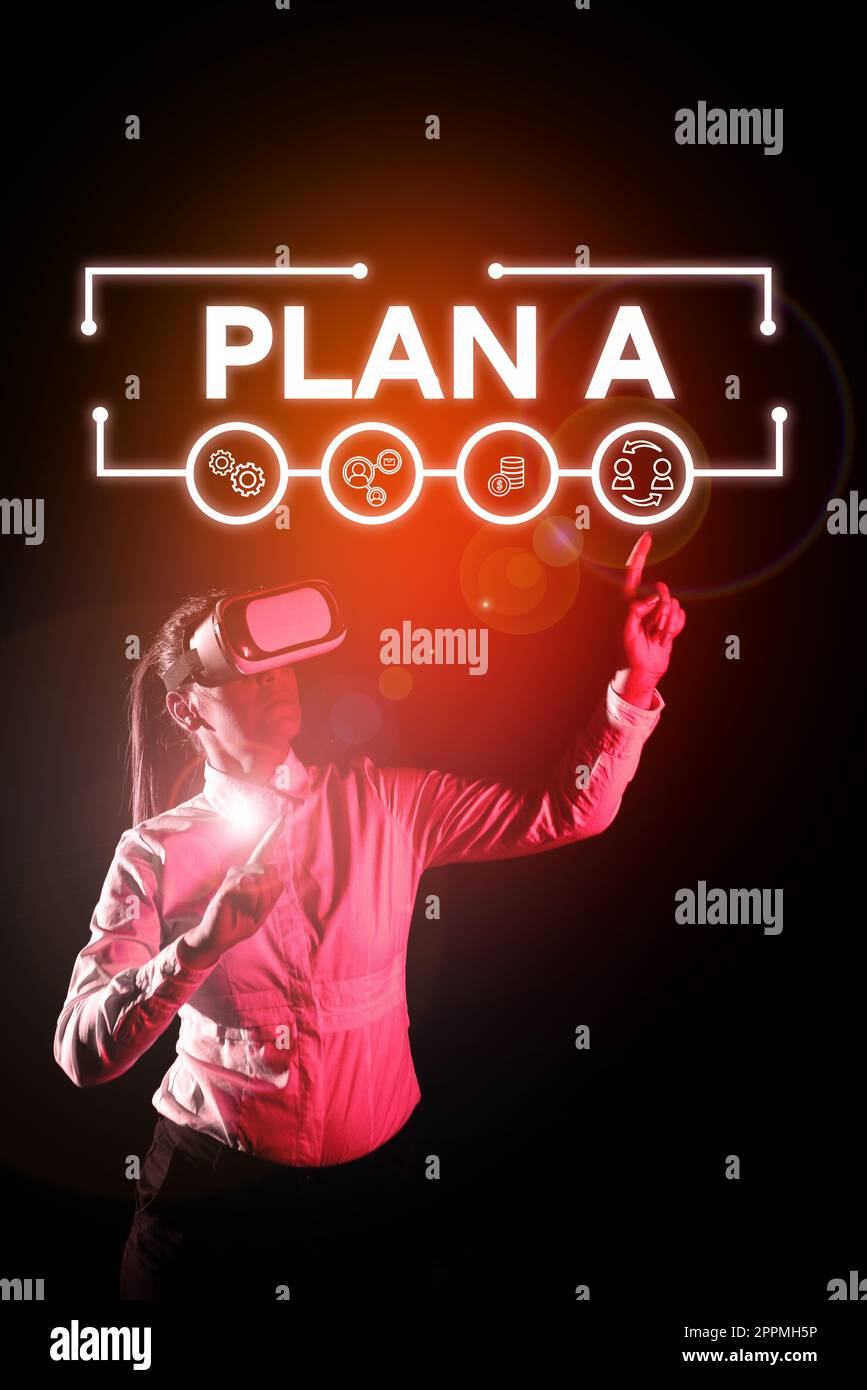Scrittura che visualizza il testo piano A. Business showcase ones piano originale o strategia proposta dettagliata per fare qualcosa Foto Stock