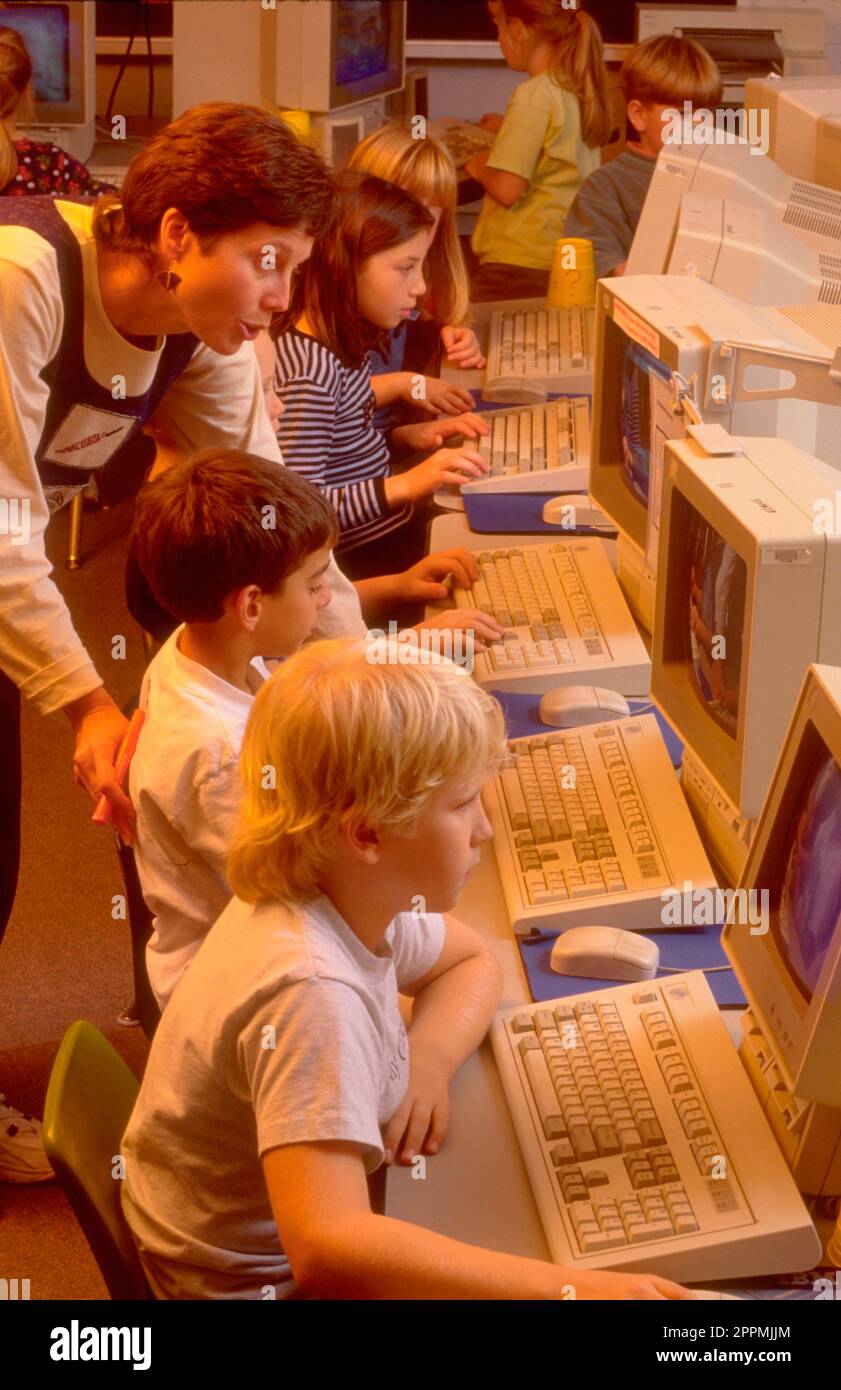 Studenti che imparano sui computer in Essex Junction, V ermo0nt Foto Stock