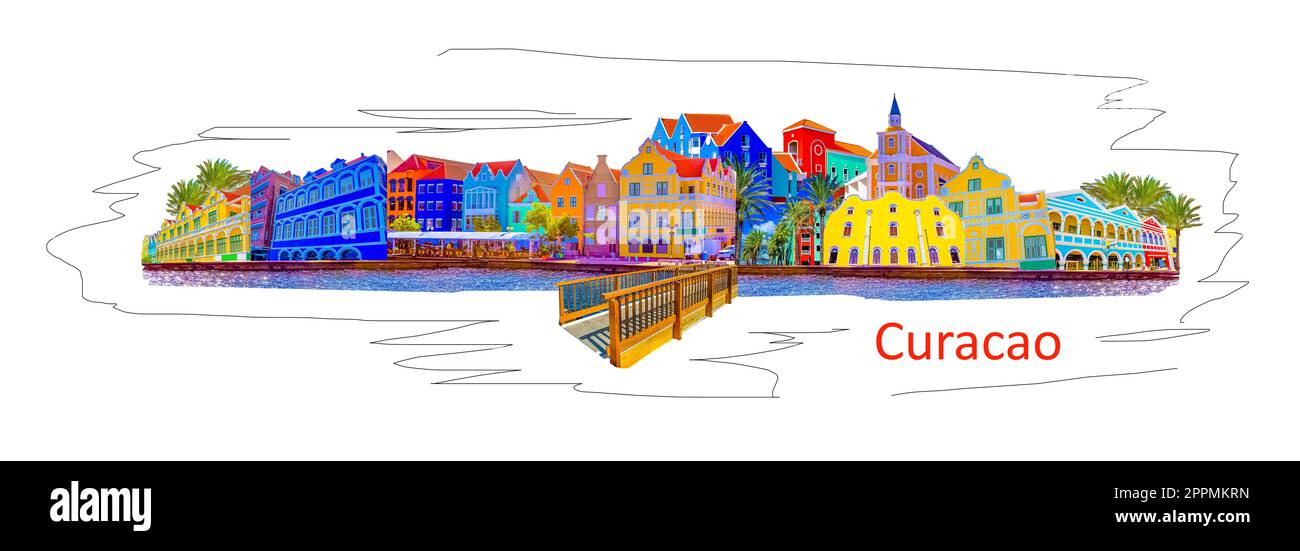 Willemstad, Curacao, Paesi Bassi - Specifici edifici colorati in Curacao Foto Stock Willemstad, Curacao, Paesi Bassi - Specifici edifici colorati in Curacao Foto Stock