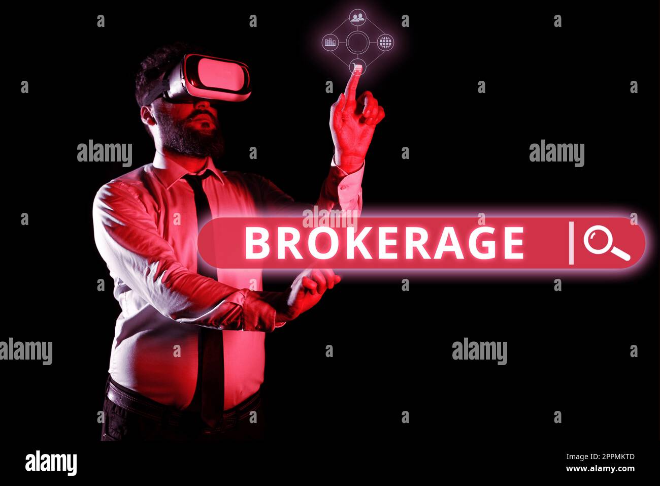 Ispirazione mostrando segno Brokerage. Word for funge da agente di fiducia o intermediario nelle negoziazioni commerciali Foto Stock