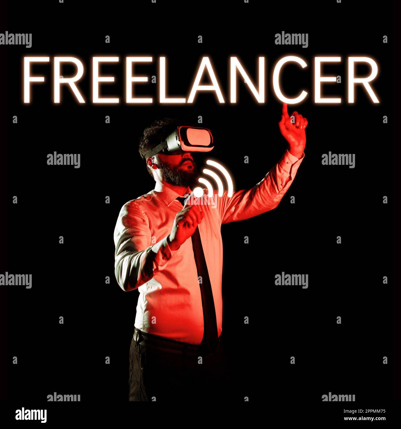 Testo che mostra l'ispirazione Freelancer. Concetto che significa una persona che agisce in modo indipendente senza essere affiliata a un'organizzazione Foto Stock