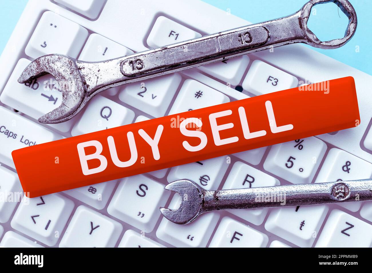 Cartello con la scritta Buy Sell. Foto concettuale l'acquisto e la vendita di beni e servizi Trading Merchandising Foto Stock