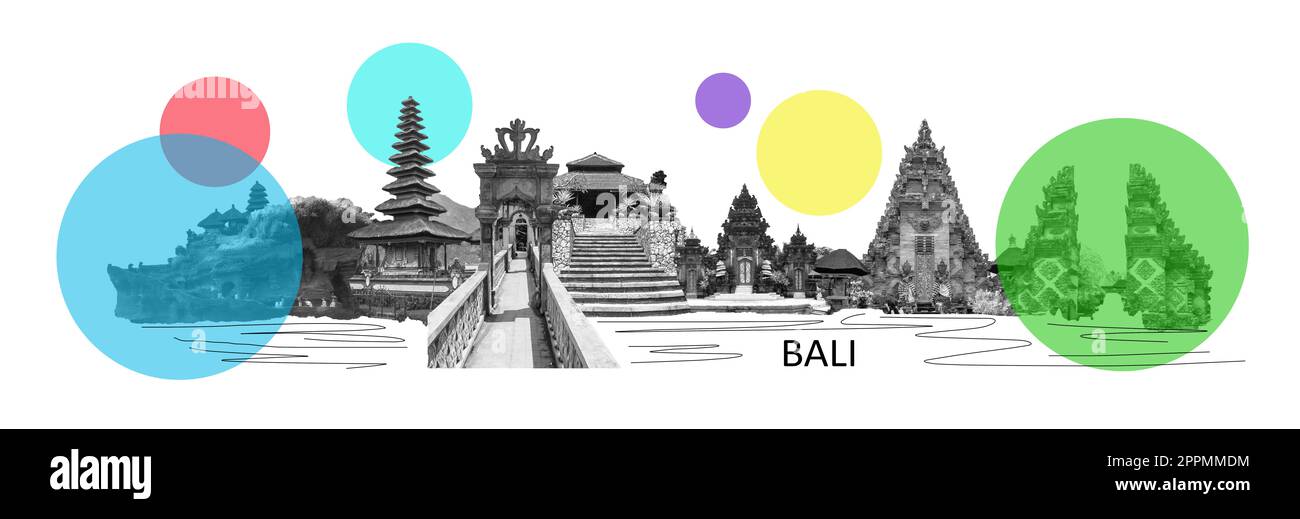 Collage di foto da Bali. Indonesia - sfondo di viaggio Foto Stock