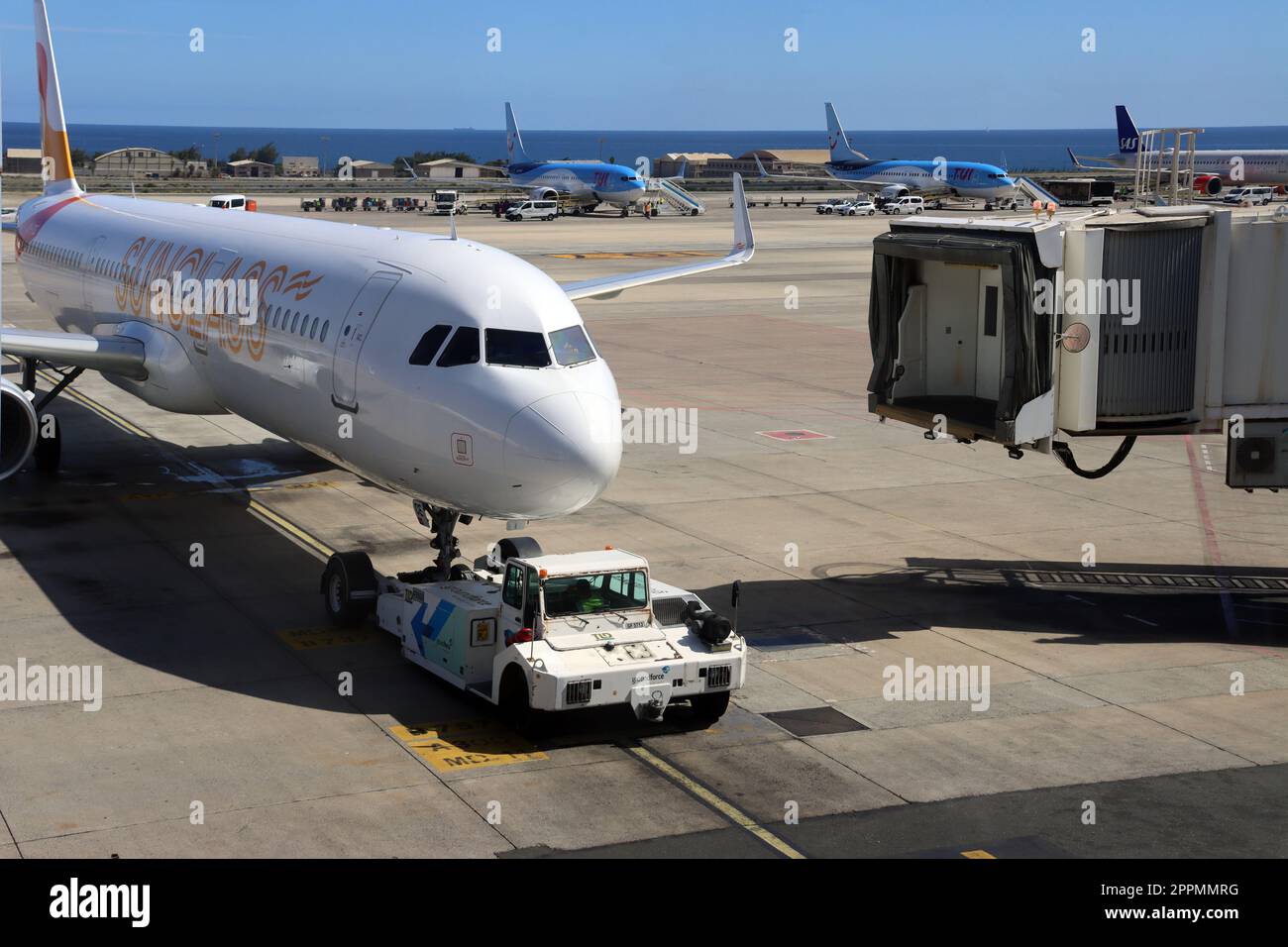 Passagierflugzeug der dÃ¤nischen Charterfluggesellschaft Sunclass Airlines Foto Stock