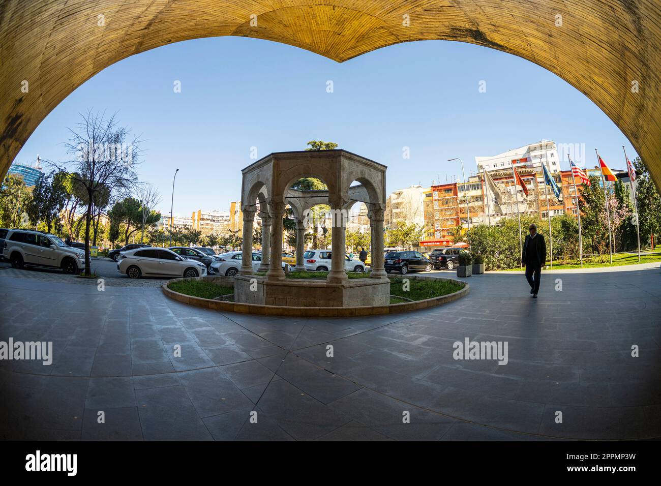 Monumento Kapllan Pashes a Tirana, Albania. Monumento Kapllan Pashes a Tirana, Albania. Foto Stock